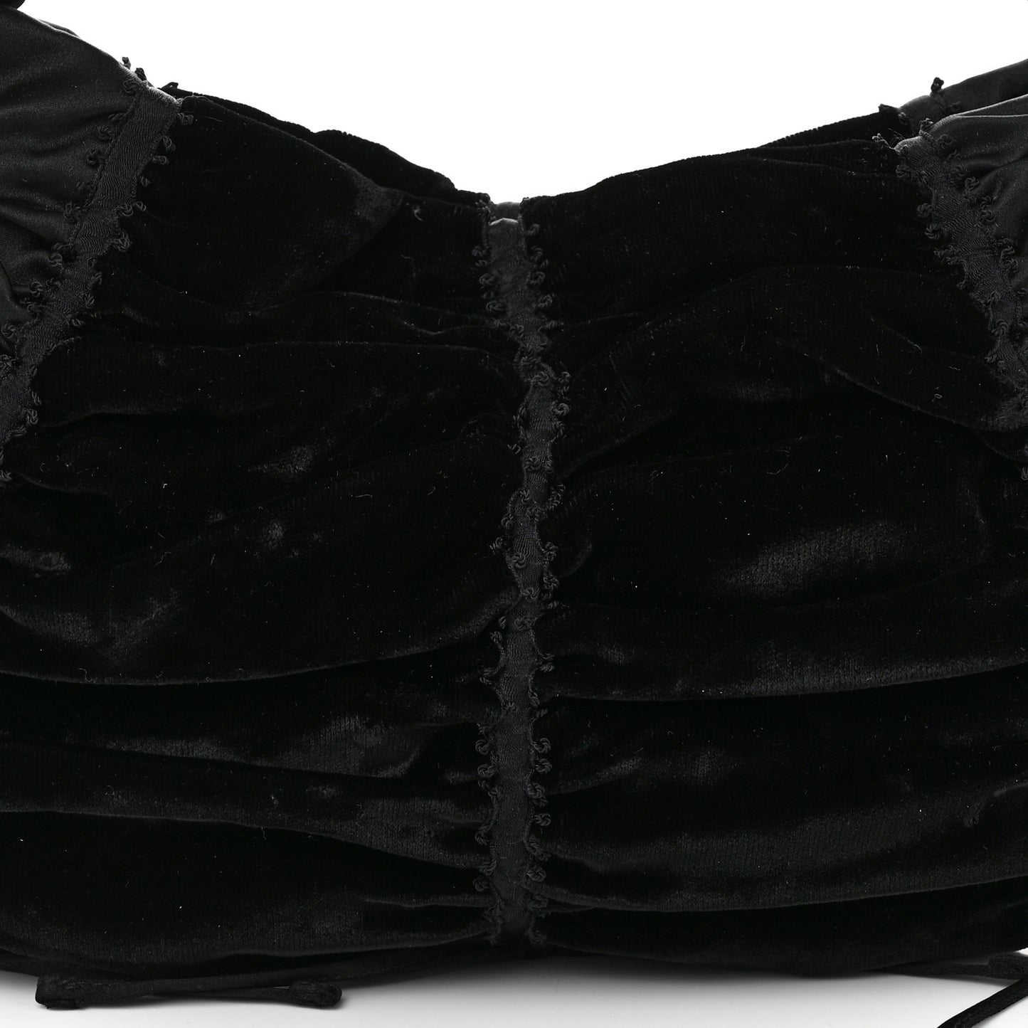 Satin Velvet Drawstring Shoulder Bag Black