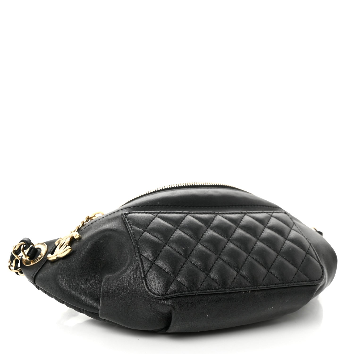 Chanel Lambskin Quilted Waist Bag Fanny Pack Black 4 of 12