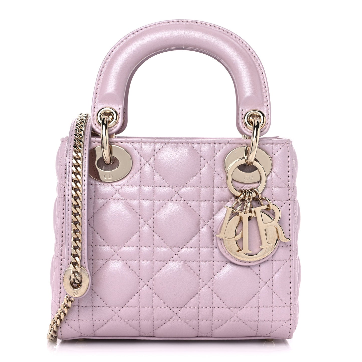 Metallic Lambskin Cannage Mini Lady Dior Lotus