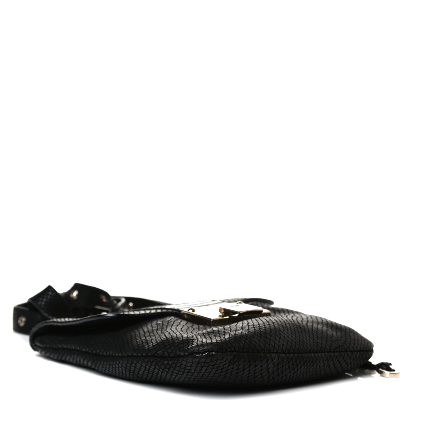 Jimmy Choo Snakeskin Embossed Calfskin Crossbody Black 4 of 15