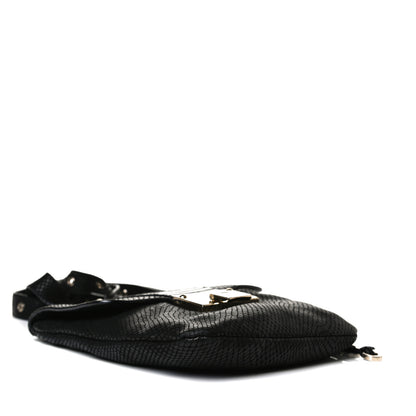 Jimmy Choo Snakeskin Embossed Calfskin Crossbody Black 4 of 15