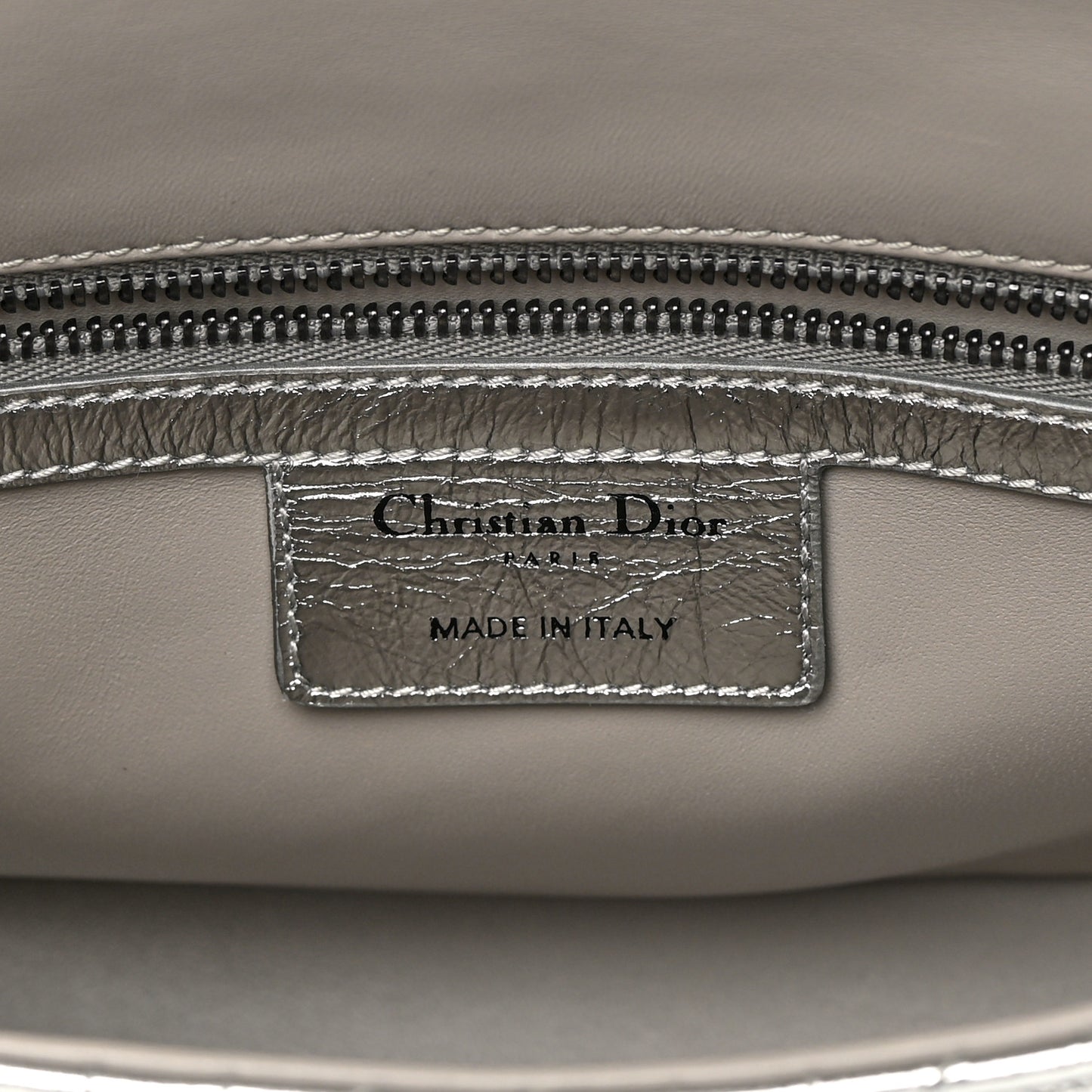 Metallic Calfskin Cannage Medium Caro Bag Argent