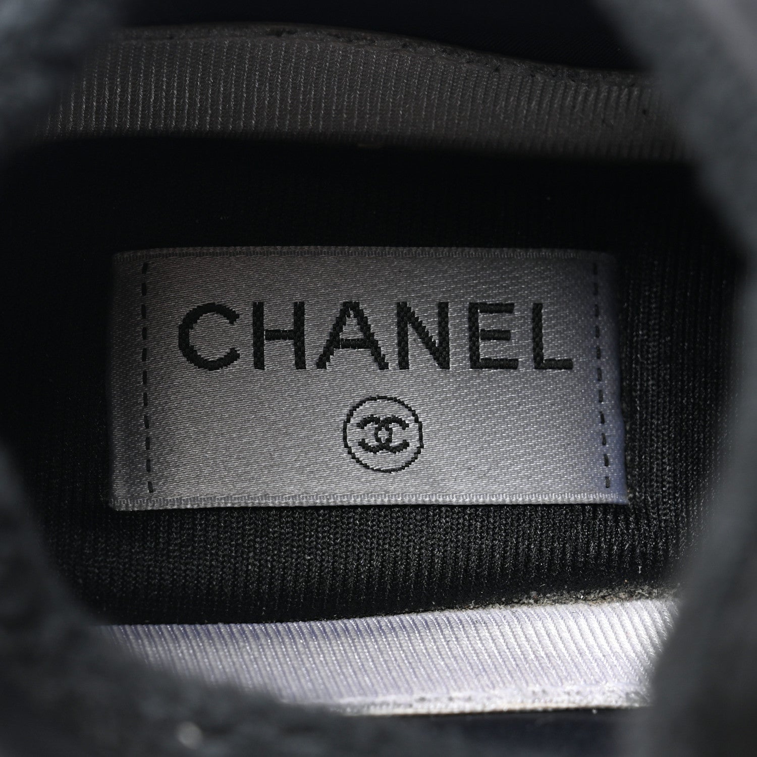 Chanel Fabric Calfskin Suede CC Sneakers 38 Black 7 of 8