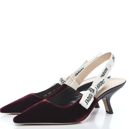 Christian Dior Velvet Ribbon J'Adior Slingback 65mm Pumps 37 Deep Amaranth 3 of 9