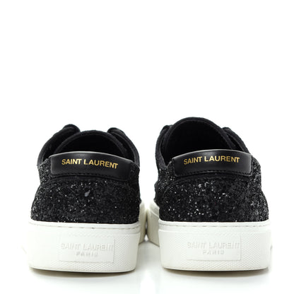 Saint Laurent Calfskin Crystal Glitter Venice Low Top Sneakers 38.5 Black 7 of 11