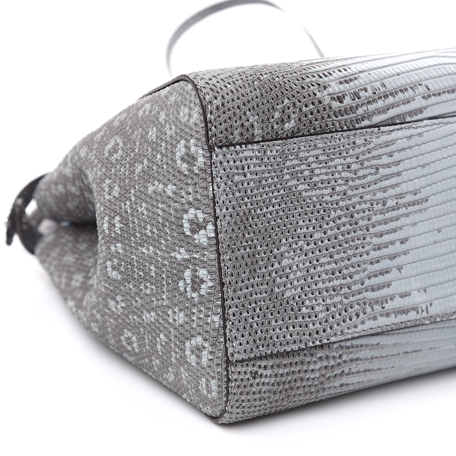 Fendi Lizard Togo Shiny Nappa Mini Peekaboo Iconic Satchel Pale Blue 9 of 11