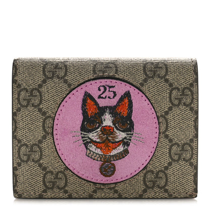 Gucci GG Supreme Monogram Bosco Patch Card Case Wallet Beige 1 of 8