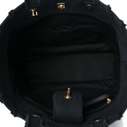 Chanel Canvas Chevron Cuba Patchwork Shopper Tote Black 5 of 10