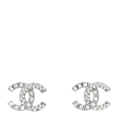 Chanel Baguette Crystal CC Earrings Silver 1 of 4