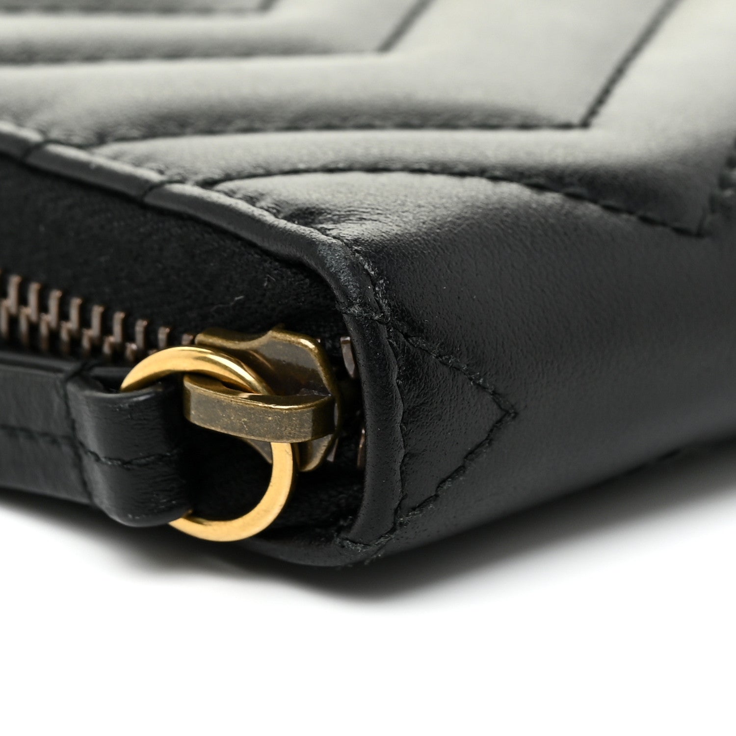 Gucci Calfskin Matelasse GG Marmont Zip Around Wallet Black 12 of 24