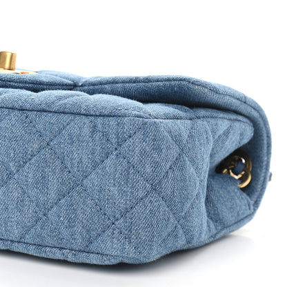 Chanel Denim Quilted Mini Pearl Crush Rectangular Flap Blue 9 of 9