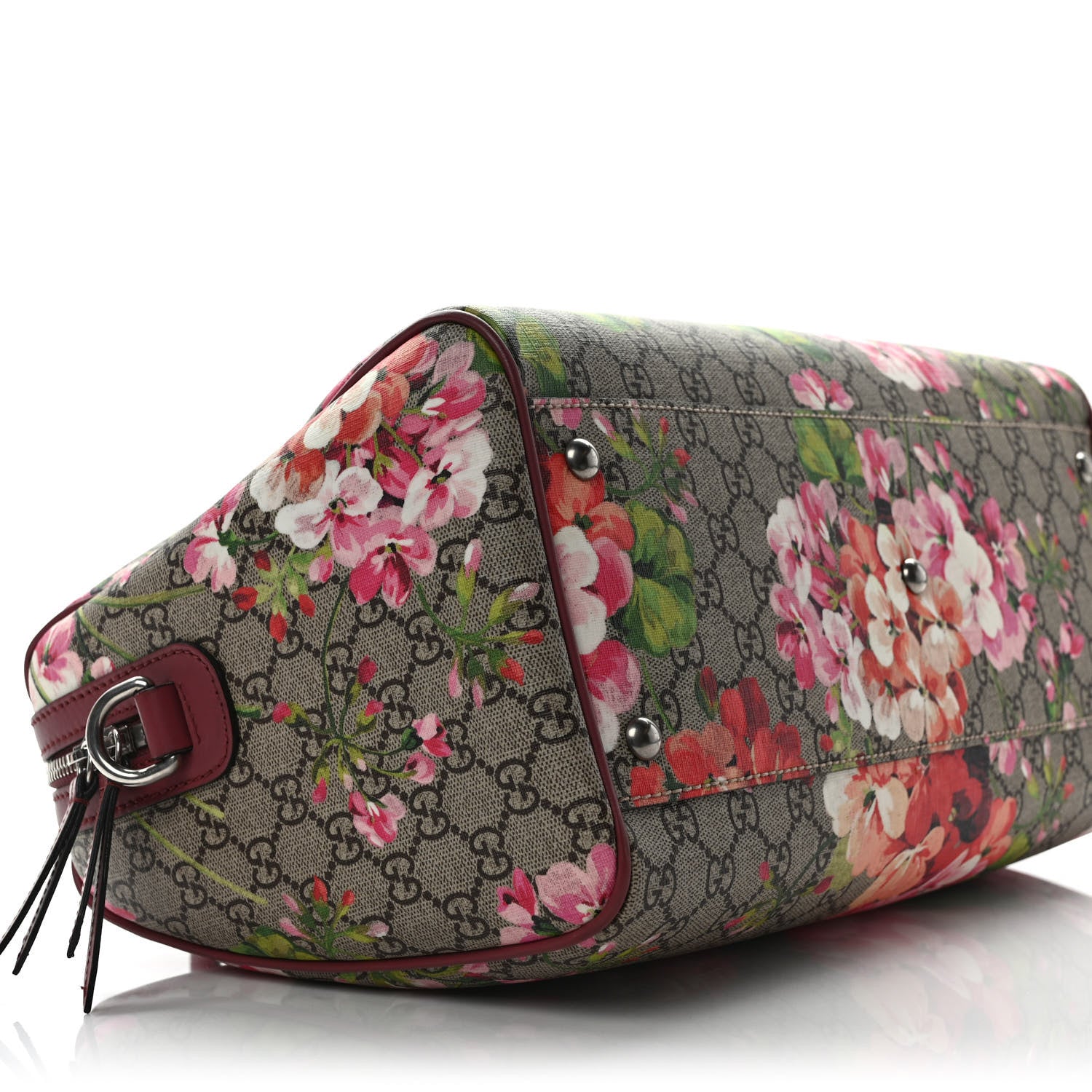 Gucci GG Supreme Monogram Blooms Medium Boston Beige Multicolor Dry Rose 8 of 9