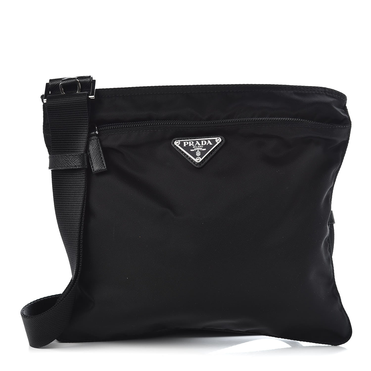 Prada Nylon Flat Messenger Bag Black 1 of 9