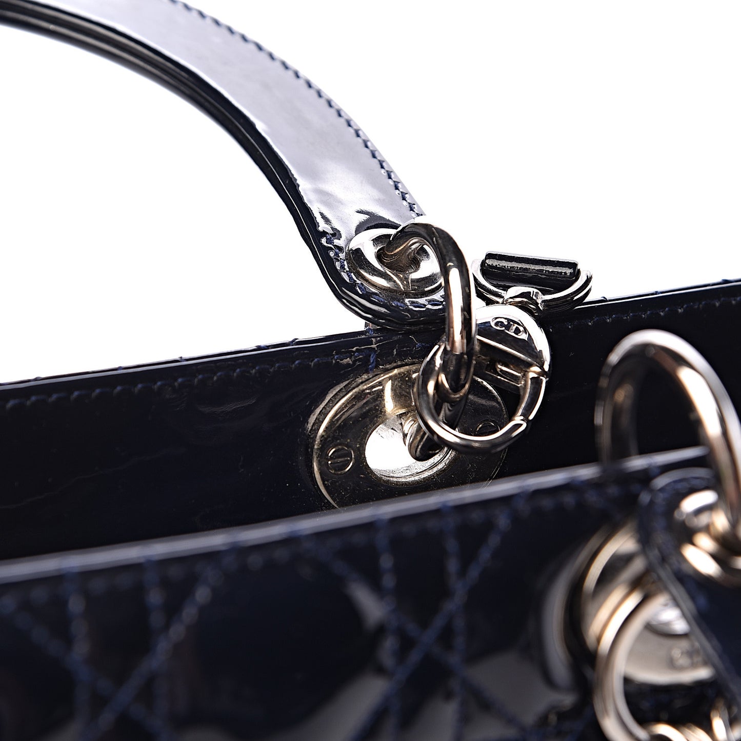 Patent Cannage Large Lady Dior Navy Blue