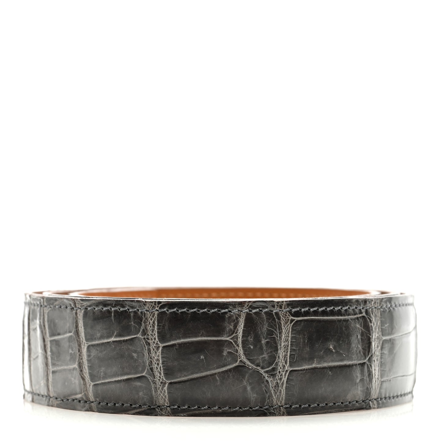 Shiny Porosus Crocodile 32mm Belt Strap 95 38 Graphite