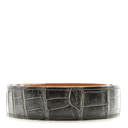 Hermes Shiny Porosus Crocodile 32mm Belt Strap 95 38 Graphite 1 of 4