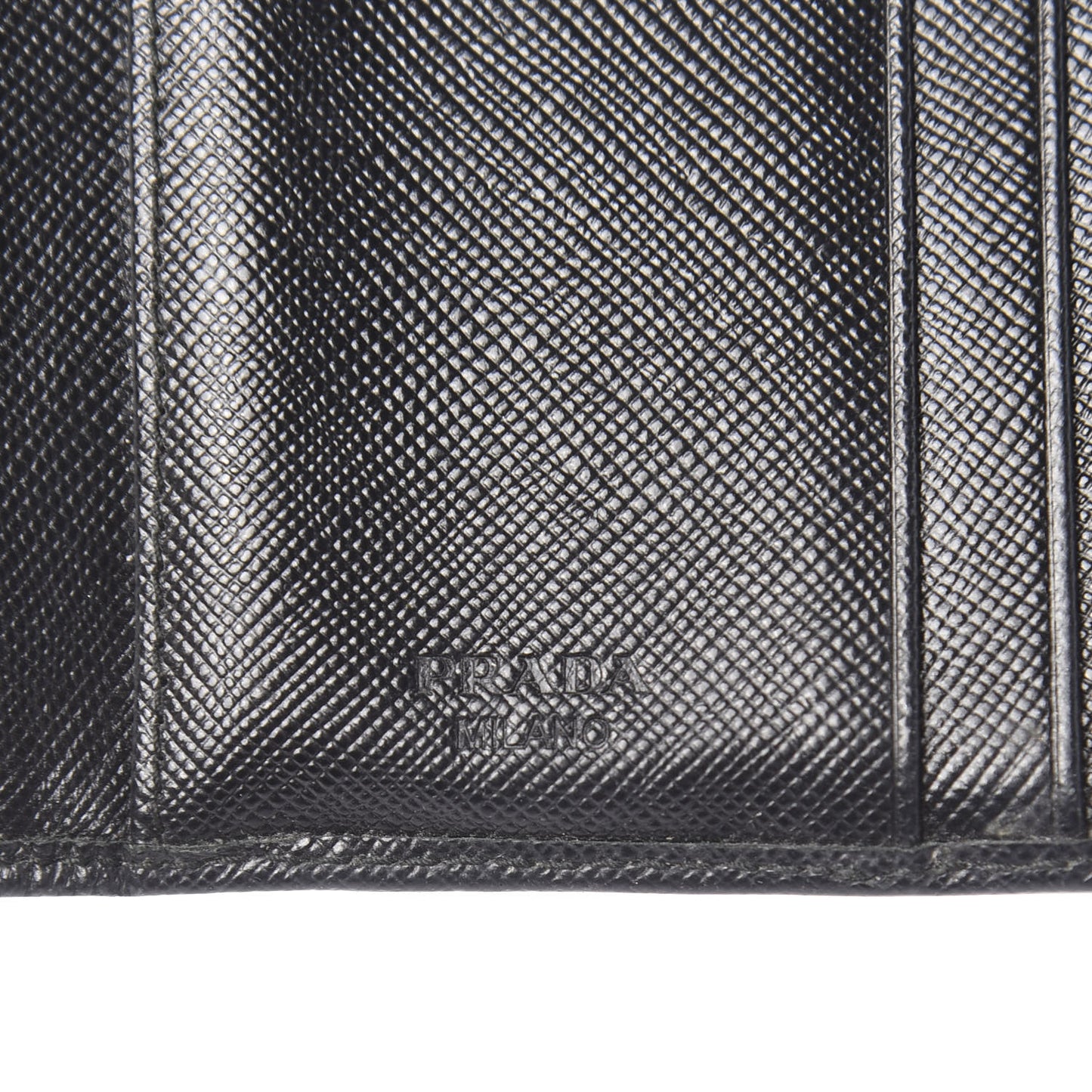 Saffiano Metal Tri-Fold Wallet Black