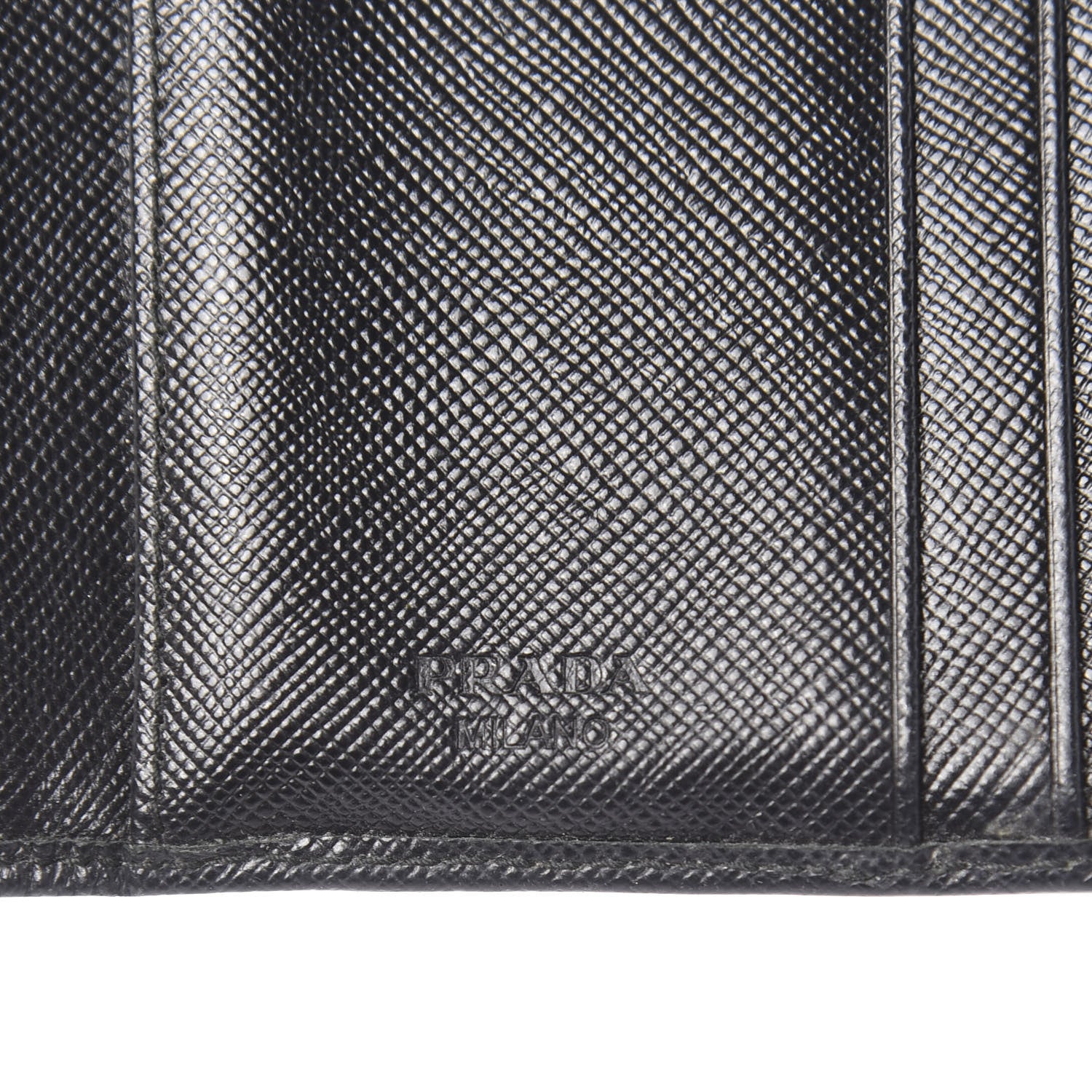 Prada Saffiano Metal Tri-Fold Wallet Black 6 of 6