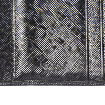 Prada Saffiano Metal Tri-Fold Wallet Black 6 of 6