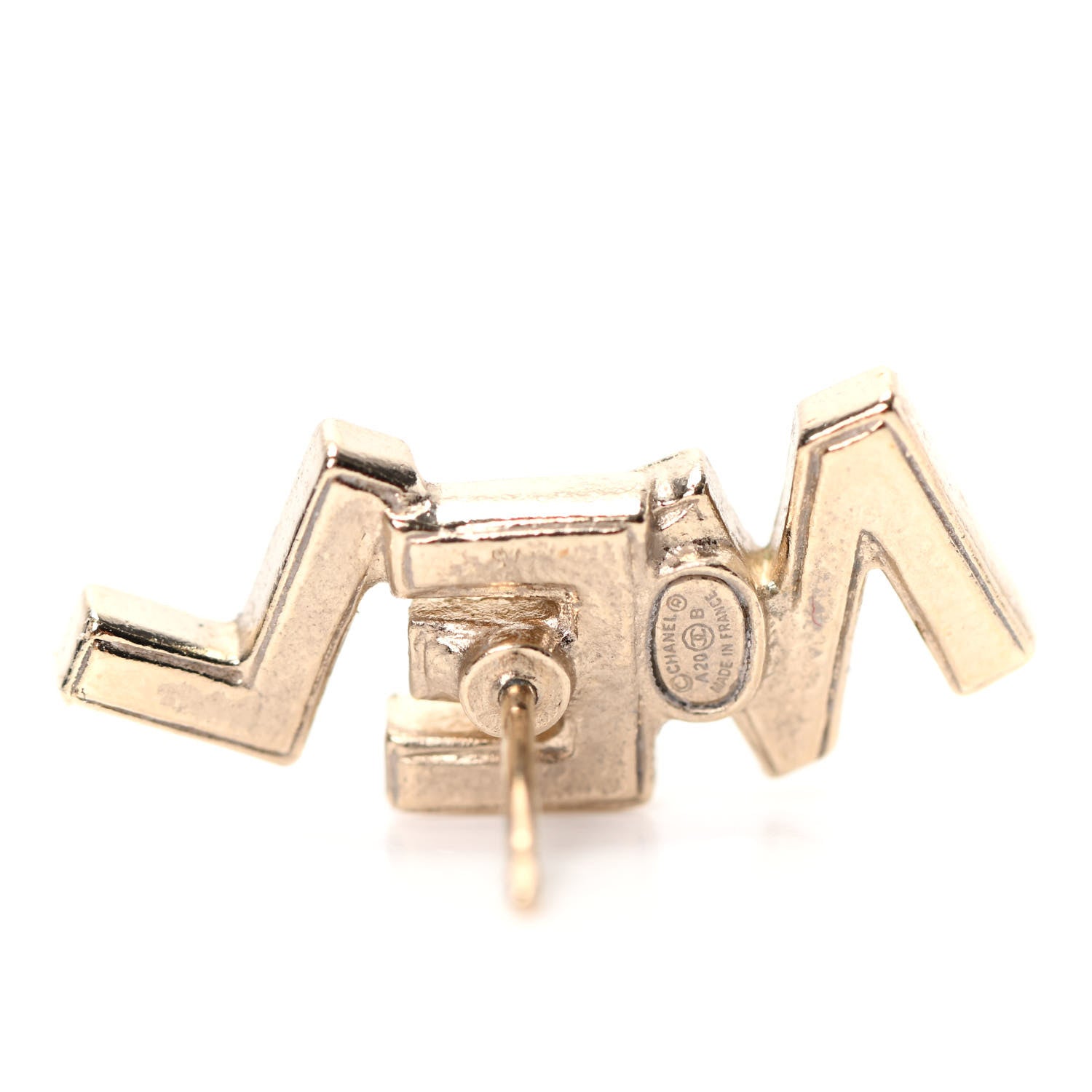 Chanel Crystal Pearl Signature Stud Earrings Gold 4 of 5