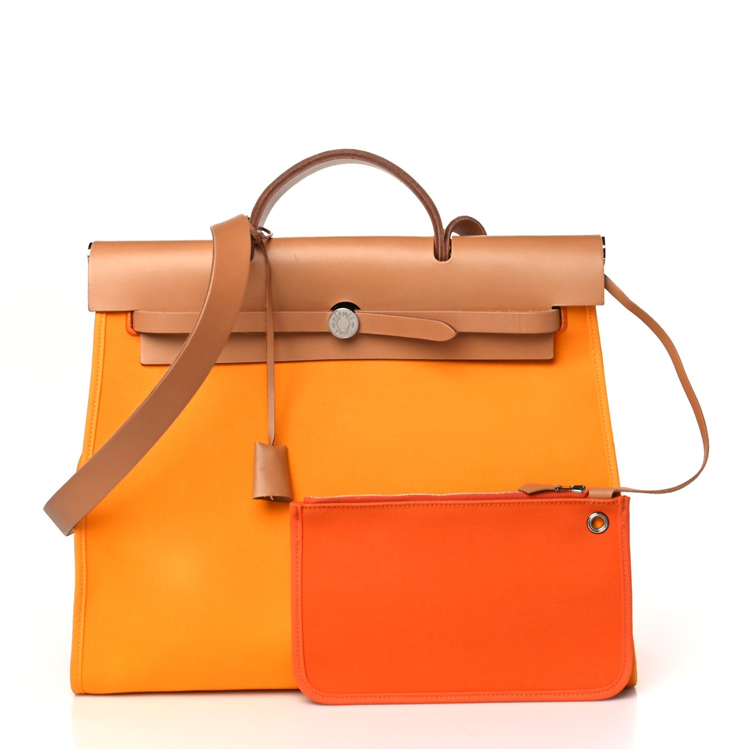 Hermes Vache Hunter Toile Herbag Zip 39 MM Jaune D'or Natural 11 of 11