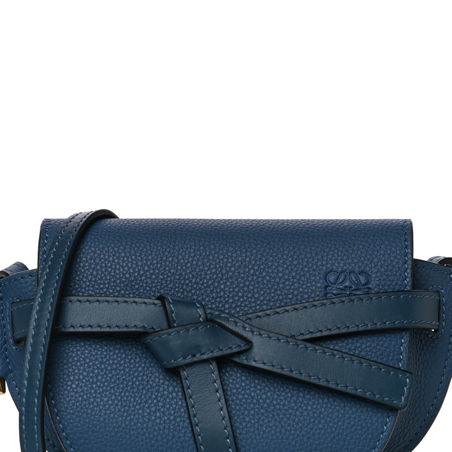 Grained Calfskin Mini Gate Crossbody Bag Steel Blue