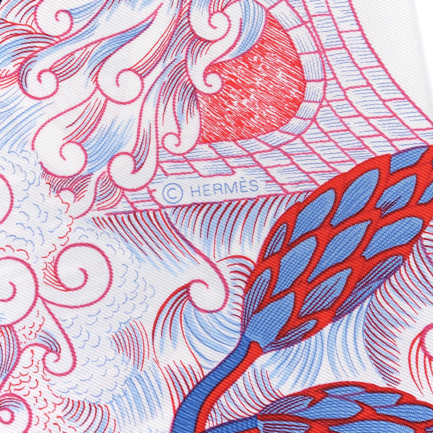 Silk Cosmographia Universalis Scarf 90 Ciel White Rouge