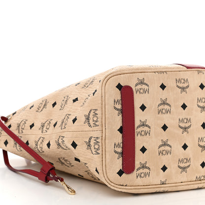 MCM Visetos Medium Liz Reversible Shopper Tote Beige Ruby Red 15 of 17