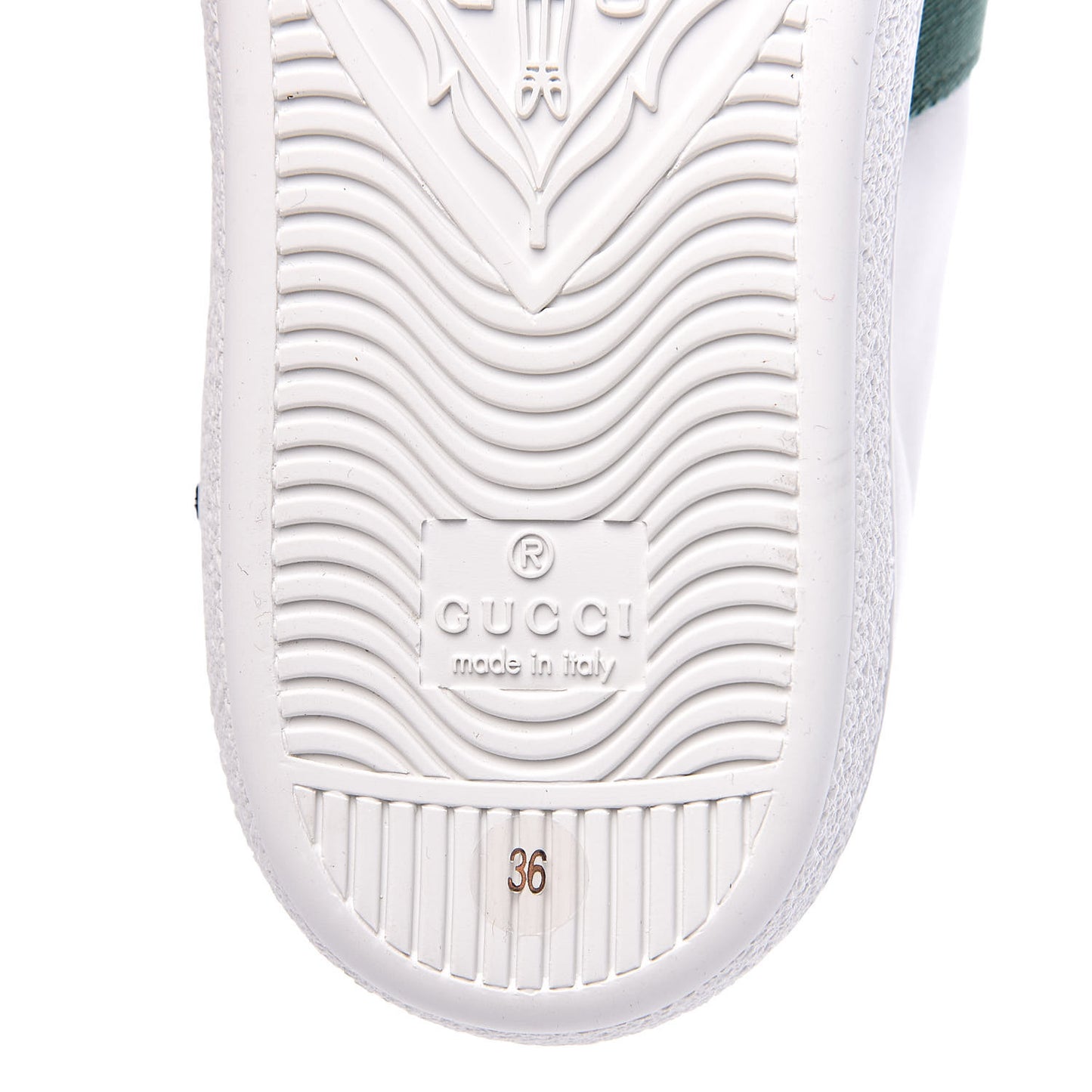 Calfskin Web Floral Embroidered Womens Ace Sneakers 36 White