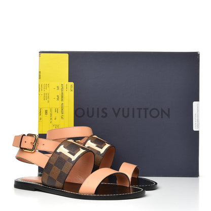 Louis Vuitton Calfskin Damier Ebene Passenger Flat Sandals 36 Venus Pink 11 of 11