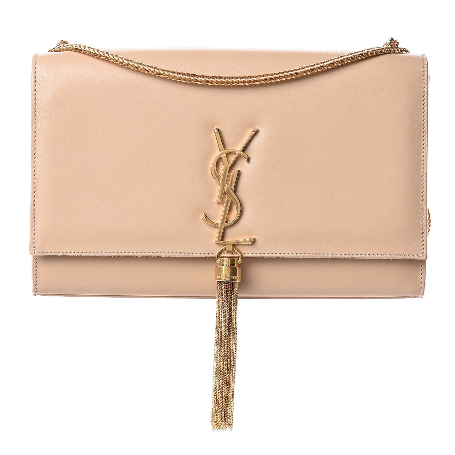 Smooth Calfskin Medium Classic Monogram Kate Tassel Satchel Dark Beige