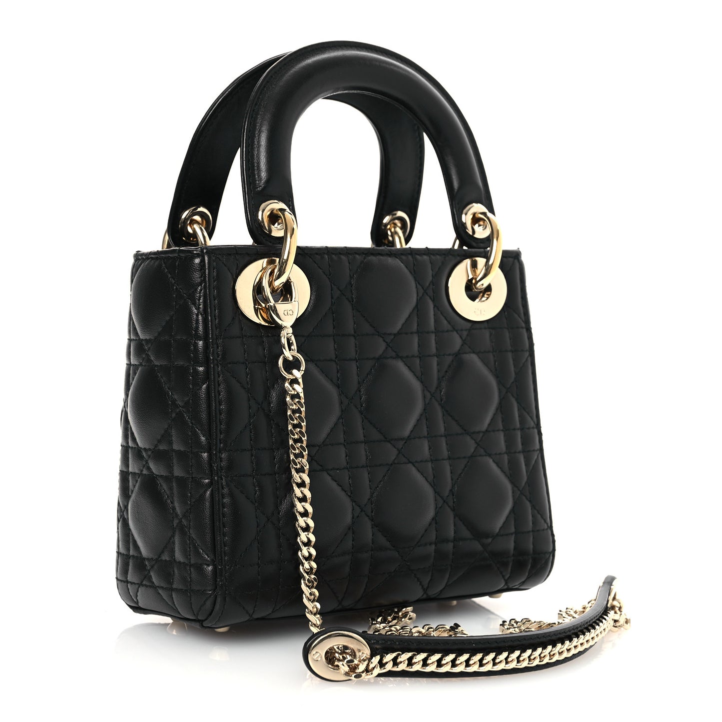 Lambskin Cannage Mini Lady Dior Black