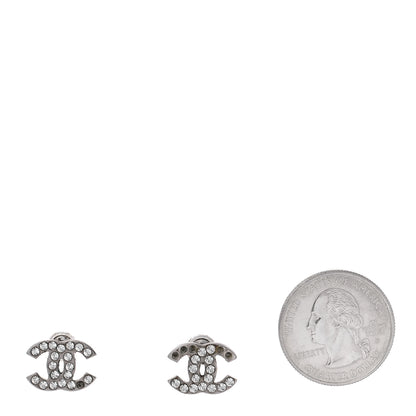 Chanel Crystal Mini Timeless CC Earrings Silver 2 of 7