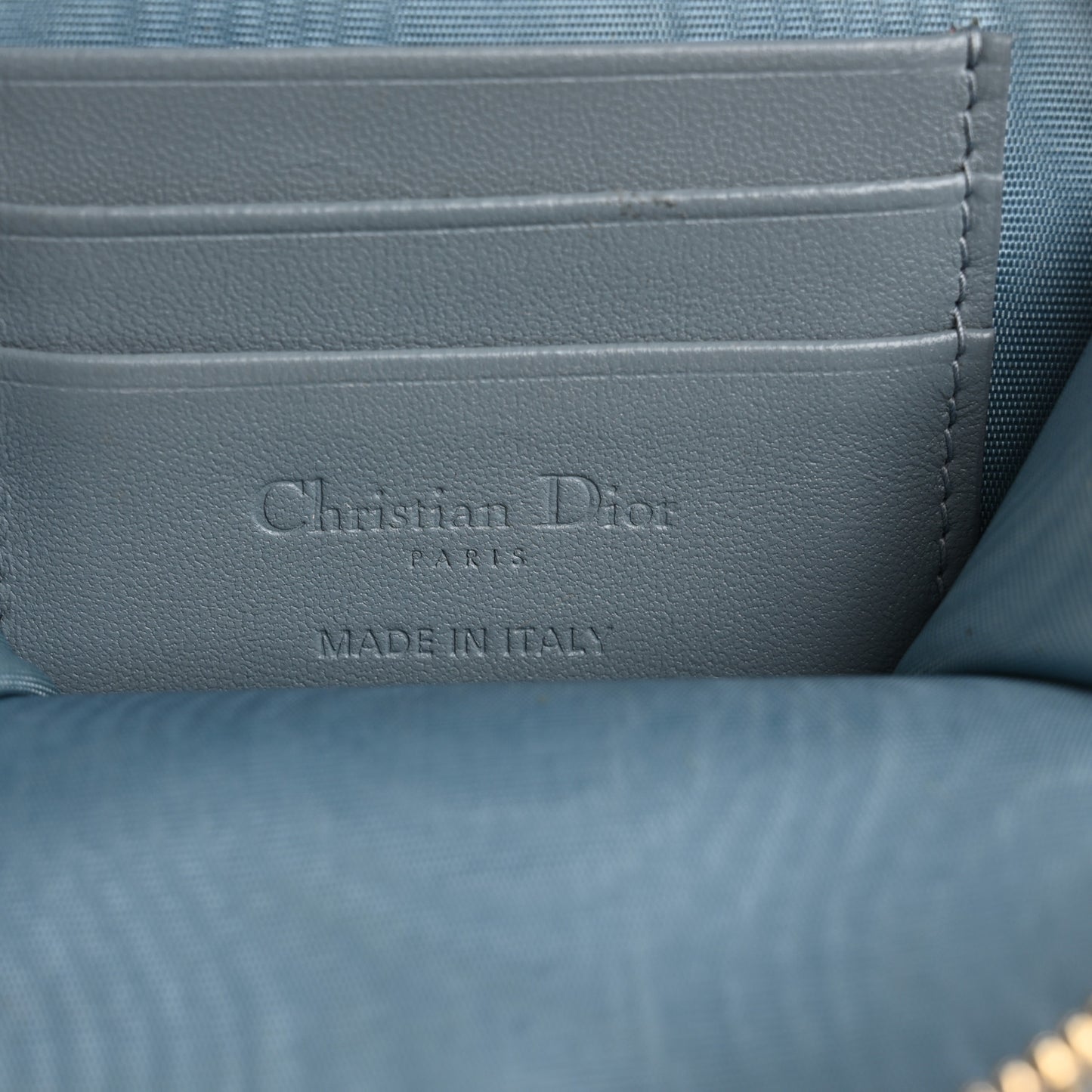 Lambskin Cannage Lady Dior Phone Holder Cloud Blue