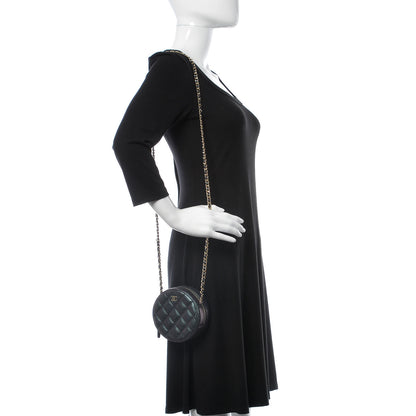 Chanel Iridescent Caviar Quilted Round Clutch With Chain Black 2 of 8