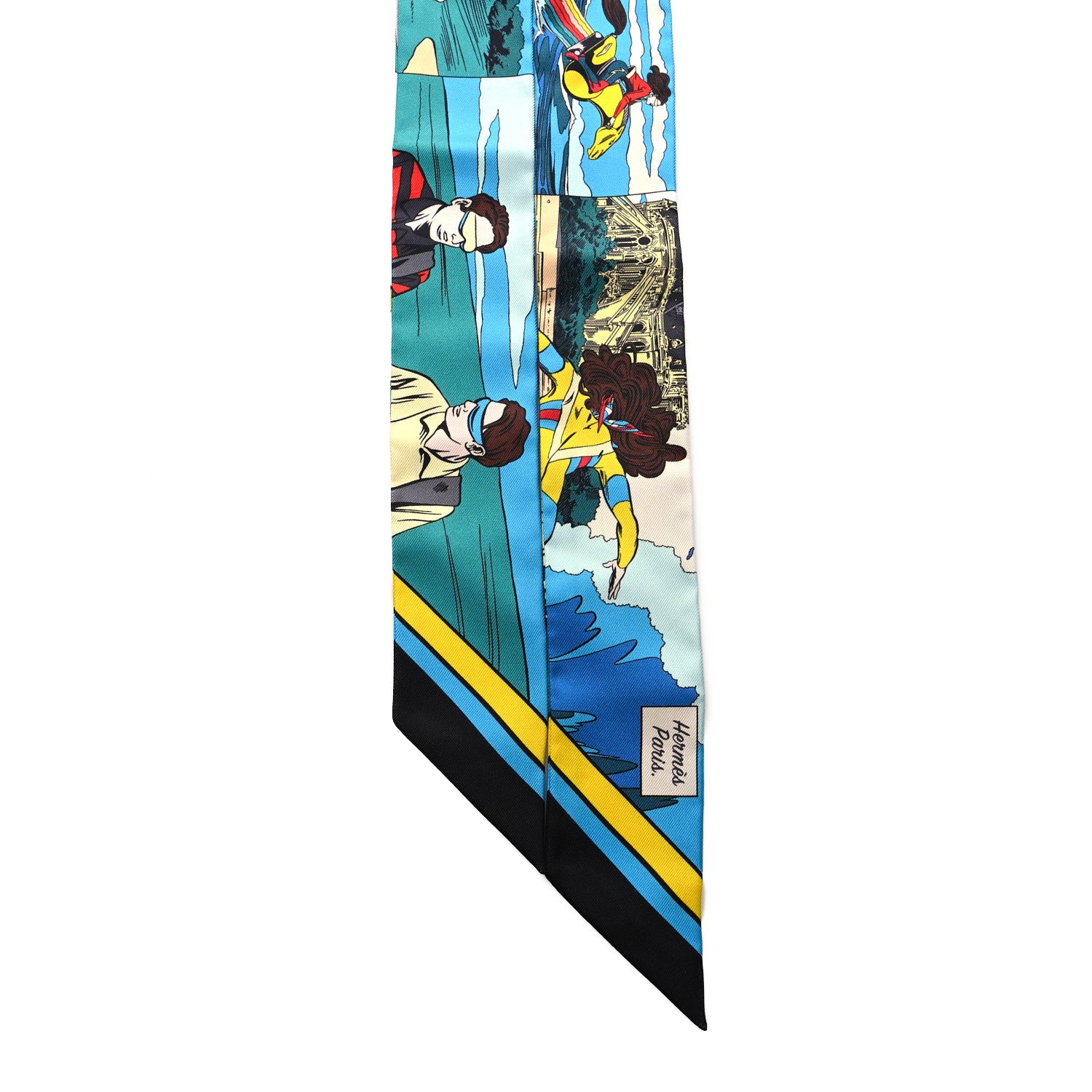 Hermes Silk Wow Twilly Bleu Azur Jaune 2 of 4