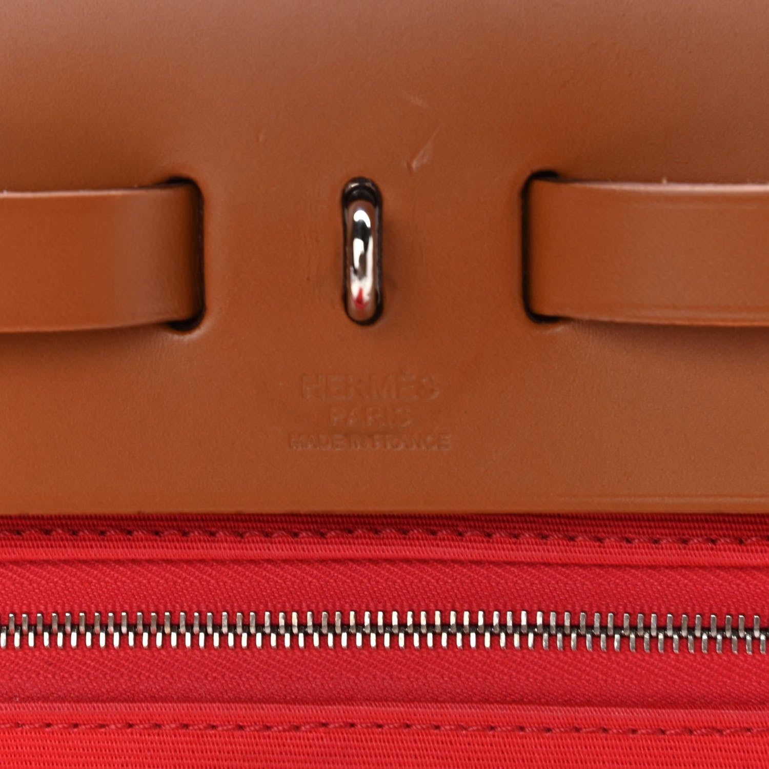 Hermes Vache Hunter Toile Herbag Zip 31 PM Rouge Tomate Natural 7 of 12