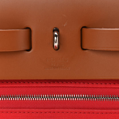 Hermes Vache Hunter Toile Herbag Zip 31 PM Rouge Tomate Natural 7 of 12