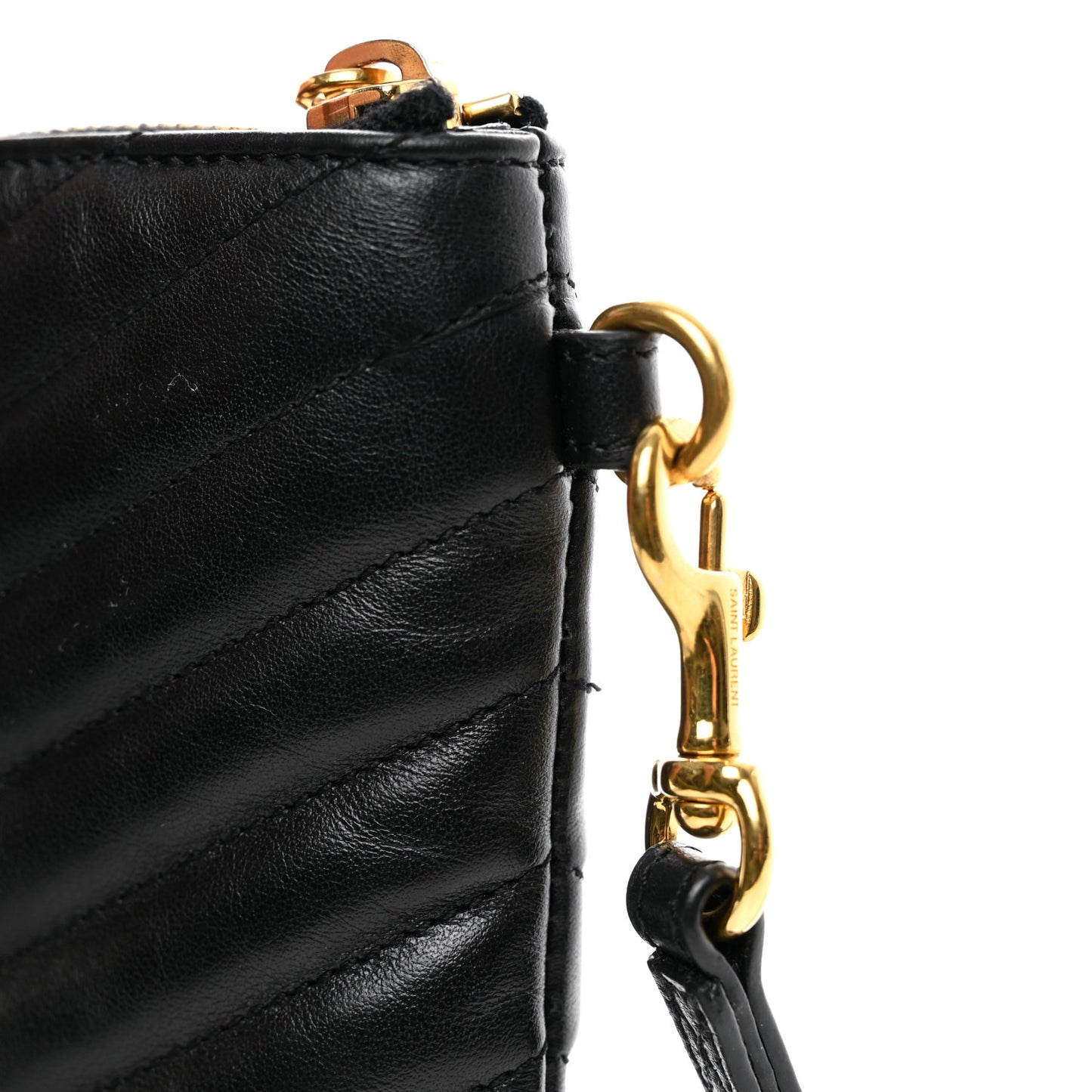 Calfskin Matelasse Chevron Monogram A5 Wristlet Black