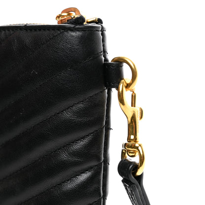 Saint Laurent Calfskin Matelasse Chevron Monogram A5 Wristlet Black 8 of 8
