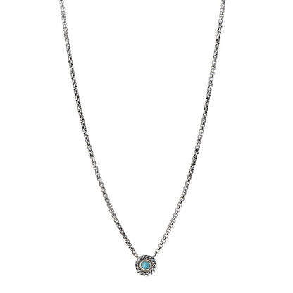 David Yurman Sterling Silver 14K Yellow Gold Turquoise Cookie Pendant Necklace 1 of 6