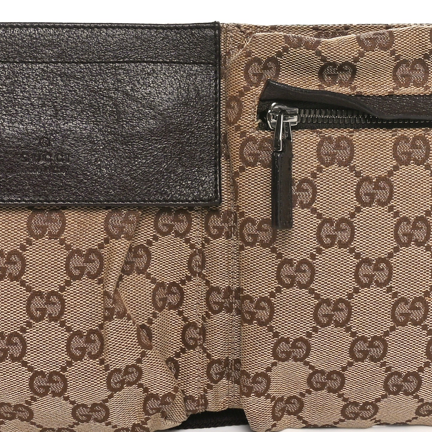 GG Monogram Double Pocket Belt Bag Dark Brown