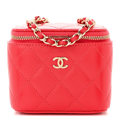 Chanel Caviar Quilted Mini Vanity Case With Chain Red 1 of 12
