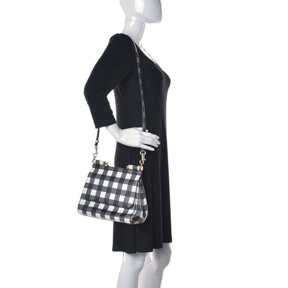 Dolce & Gabbana Dauphine Print Checker Medium Miss Sicily Satchel Black White 2 of 18