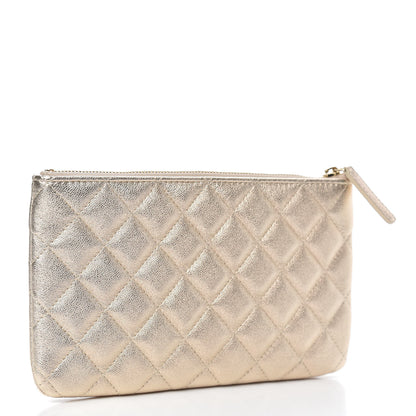 Chanel Metallic Lambskin Quilted Cosmetic Case Gold 3 of 8