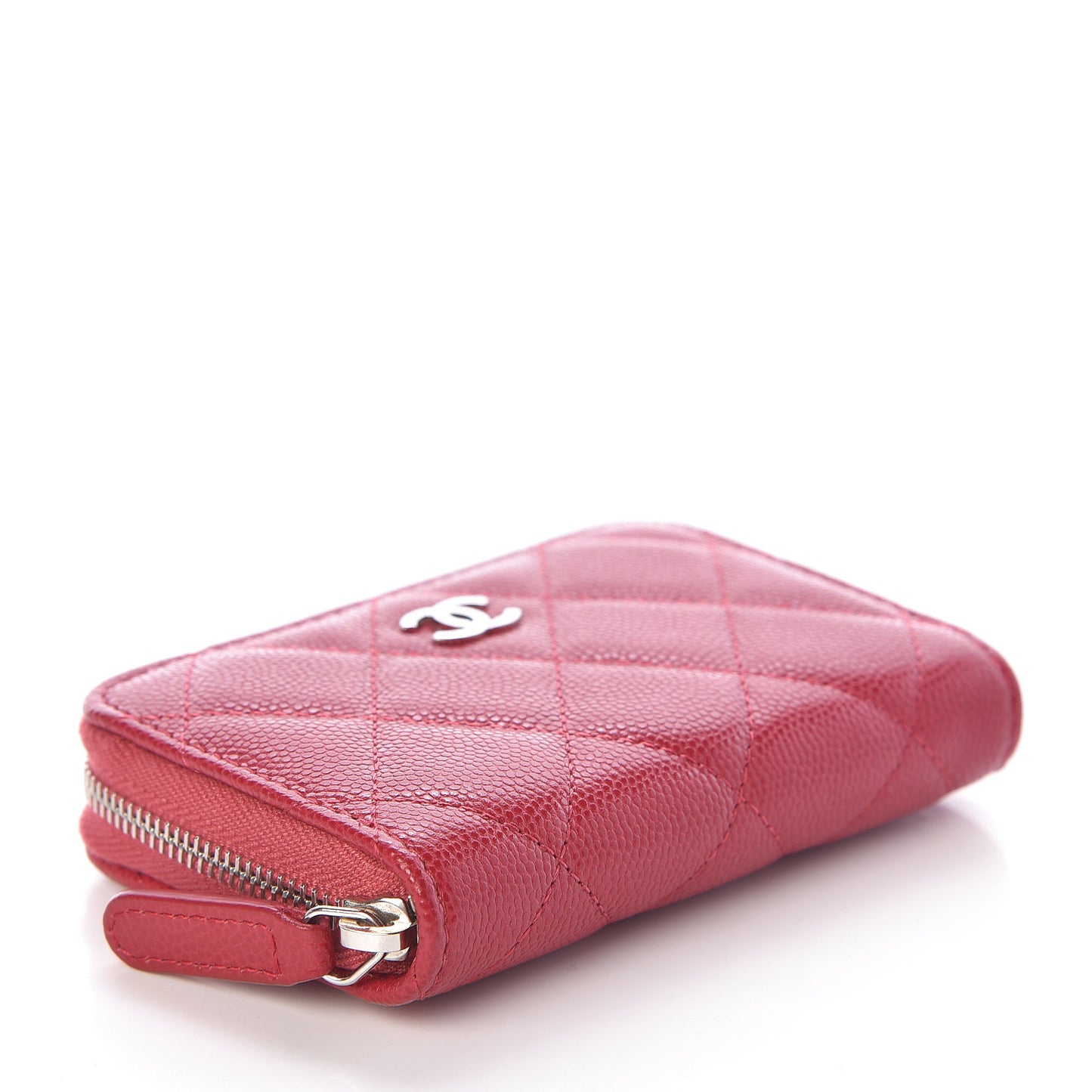 Caviar Quilted Zip Coin Purse Pink