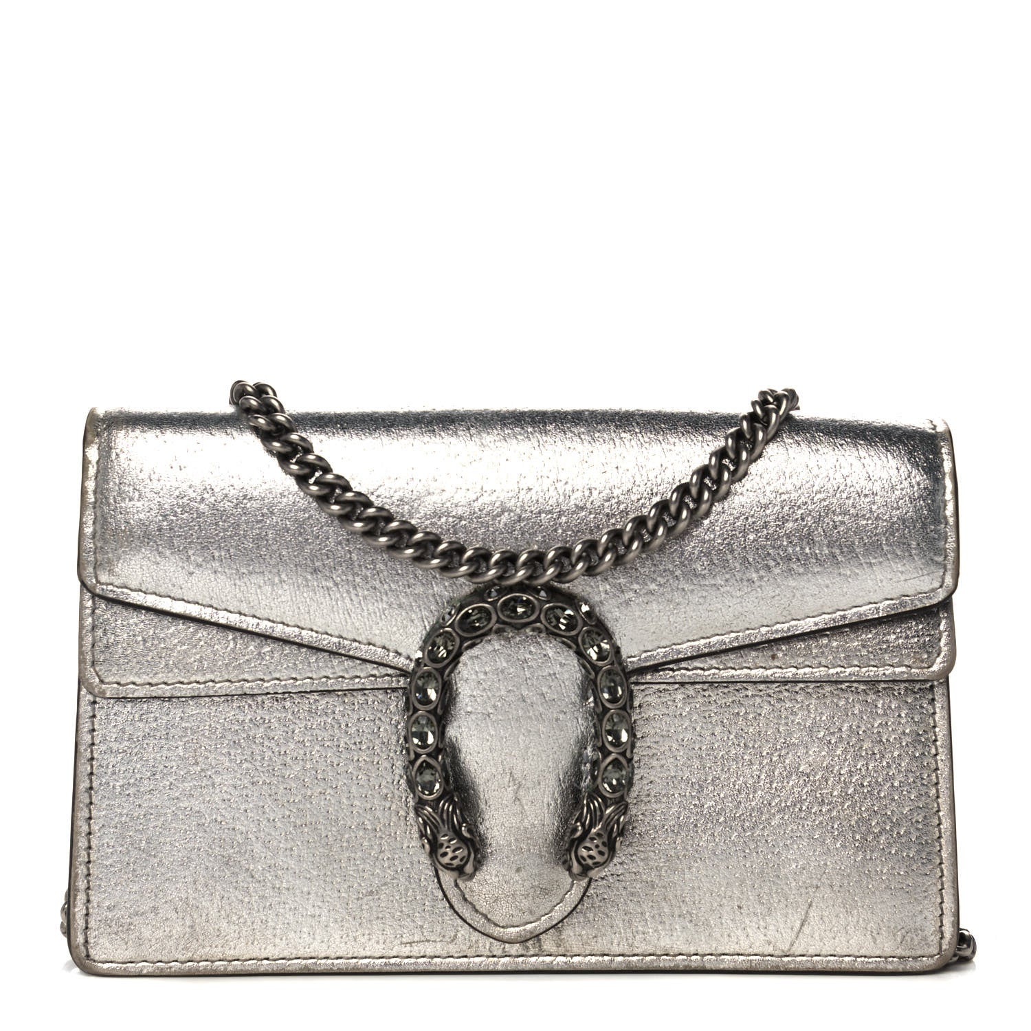 Gucci Metallic Calfskin Super Mini Dionysus Shoulder Bag Silver 1 of 11