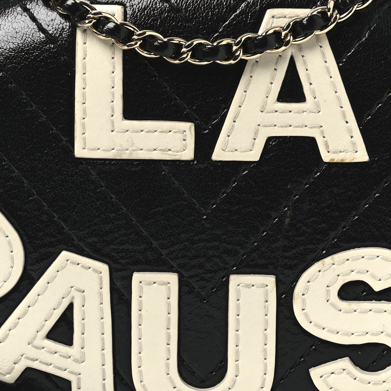 Chanel Lambskin Embroidered Chevron Quilted La Pausa Tassel Clutch Black 8 of 10