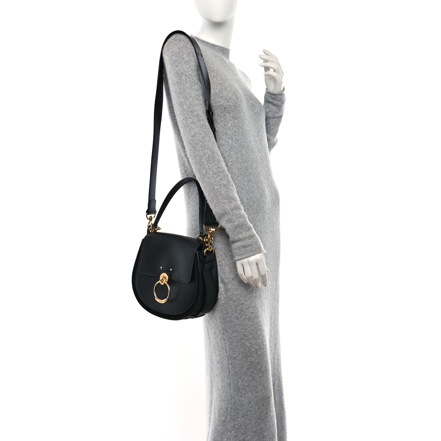 Chloe Calfskin Suede Large Tess Bag Black 3 of 10