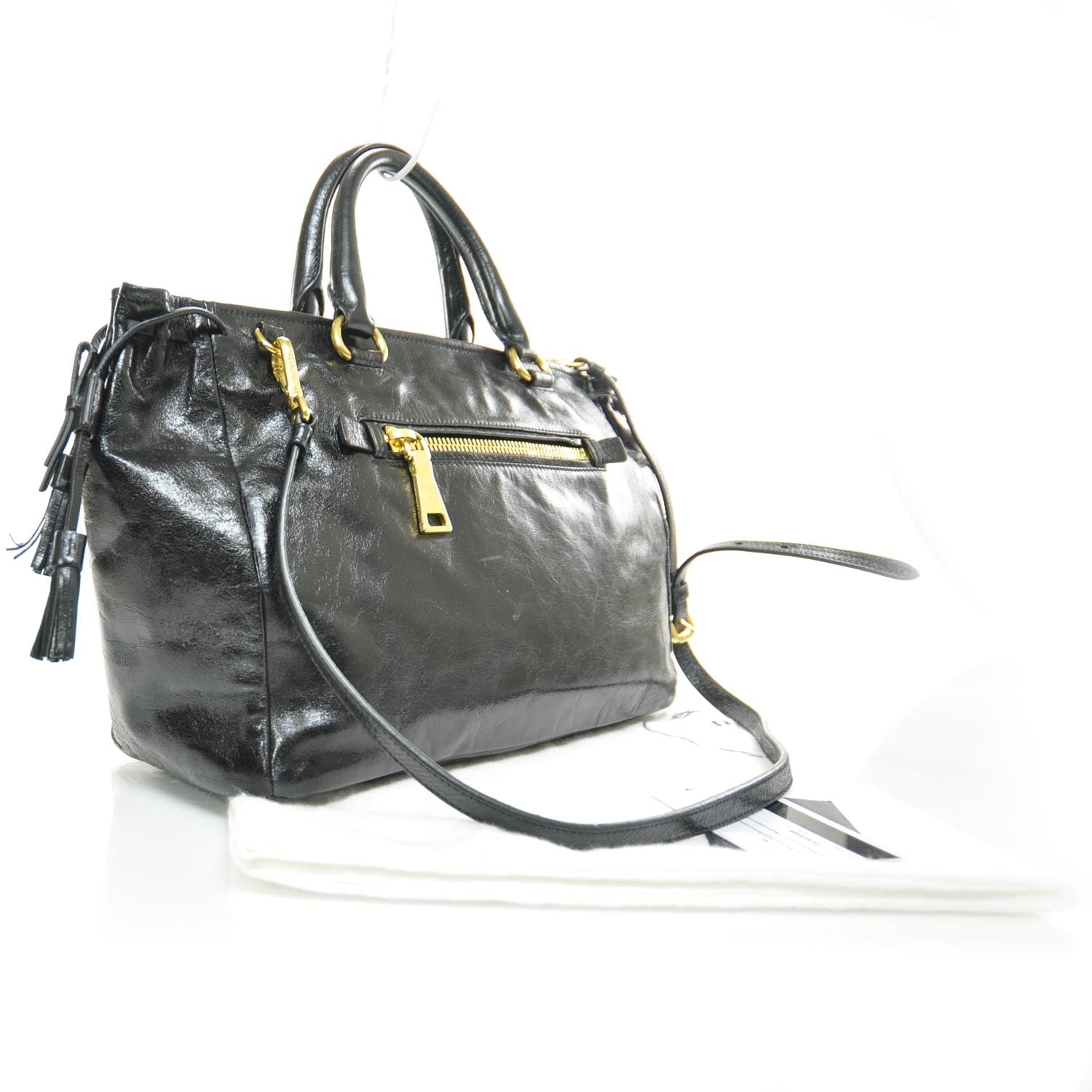 Prada Vitello Shine Tote Nero Black 4 of 10